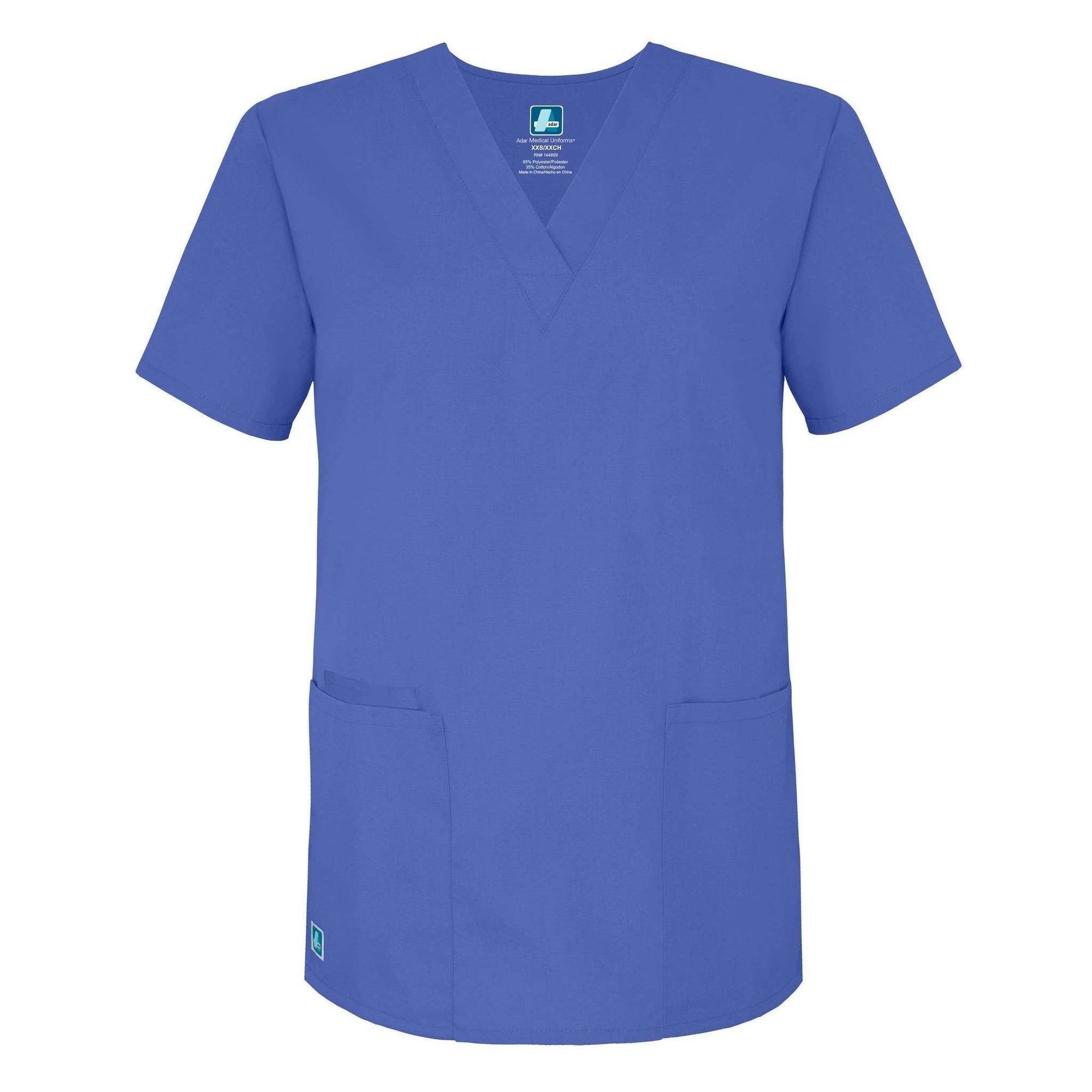  Adar - uniforms Medical Uniform Tops uniforms online Adar Universal Unisex V-Neck 2 Pocket Scrub Top Ceil Blue L - SchoolUniforms.com