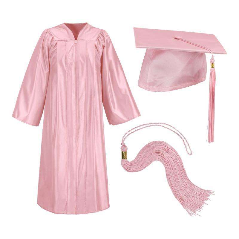 Pink Cap Gown And Tassel Shiny Finish