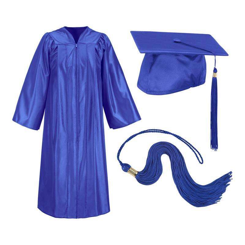 Royal Blue Cap Gown And Tassel Shiny Finish