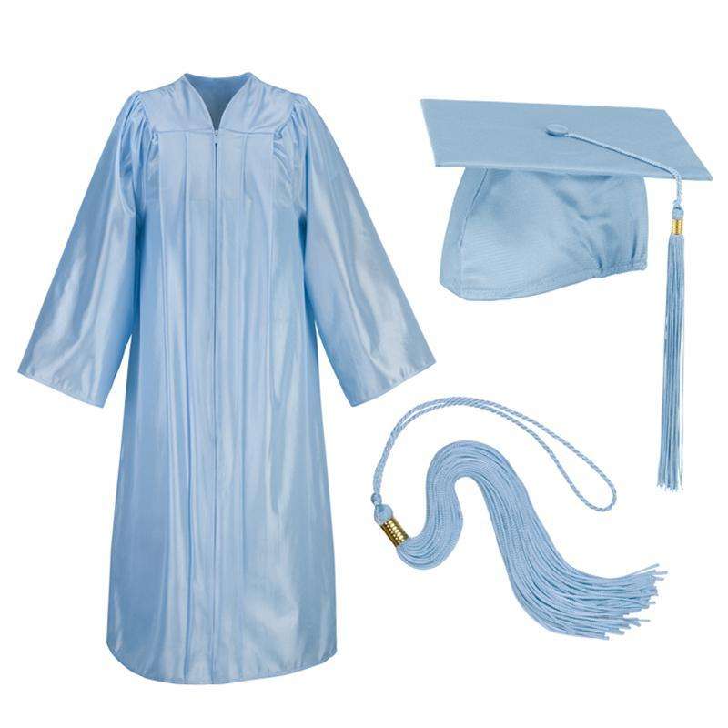 Sky Blue Cap Gown And Tassel Matte Finish