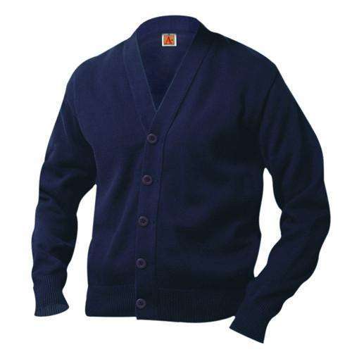  A+ - uniforms  uniforms online 100% Cotton V-Neck Cardigan Sweater Navy Blue - SchoolUniforms.com
