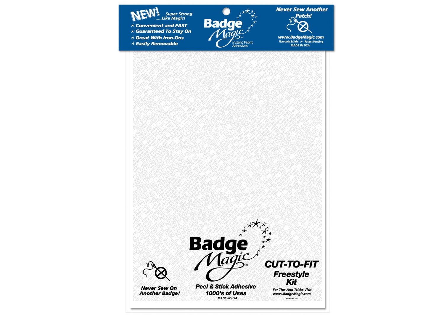 Lot of 2 Badge Magic Instant Fabric Adhesives Cut-to-Fit Freestyle Kit New