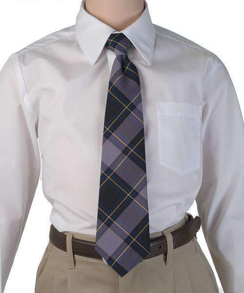 12in Junior Tie Plaid 87 Gray/Navy/Gold Ready-Made