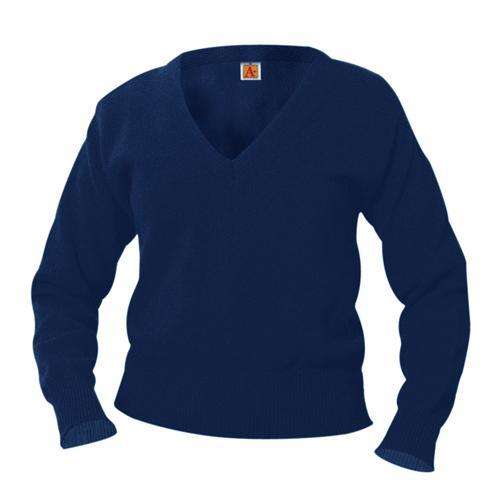  A+ - uniforms  uniforms online 2120 V-Neck Long Sleeve Pullover Sweater In 100% Cotton - SchoolUniforms.com