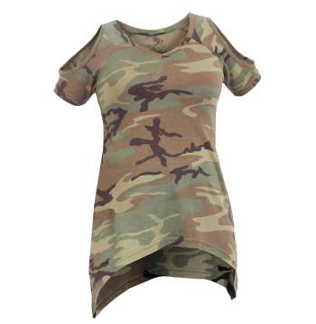 Camo cold shoulder top hot sale