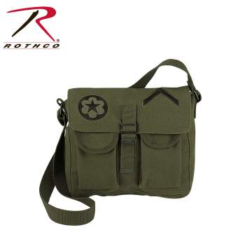 Canvas Ammo Shoulder Bag With Military Patches