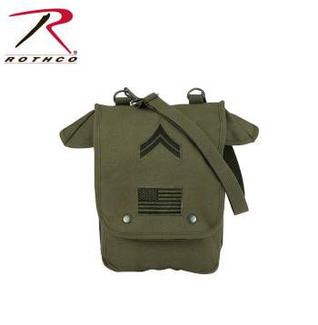 Canvas Map Case Shoulder Bag w/ Military Patches