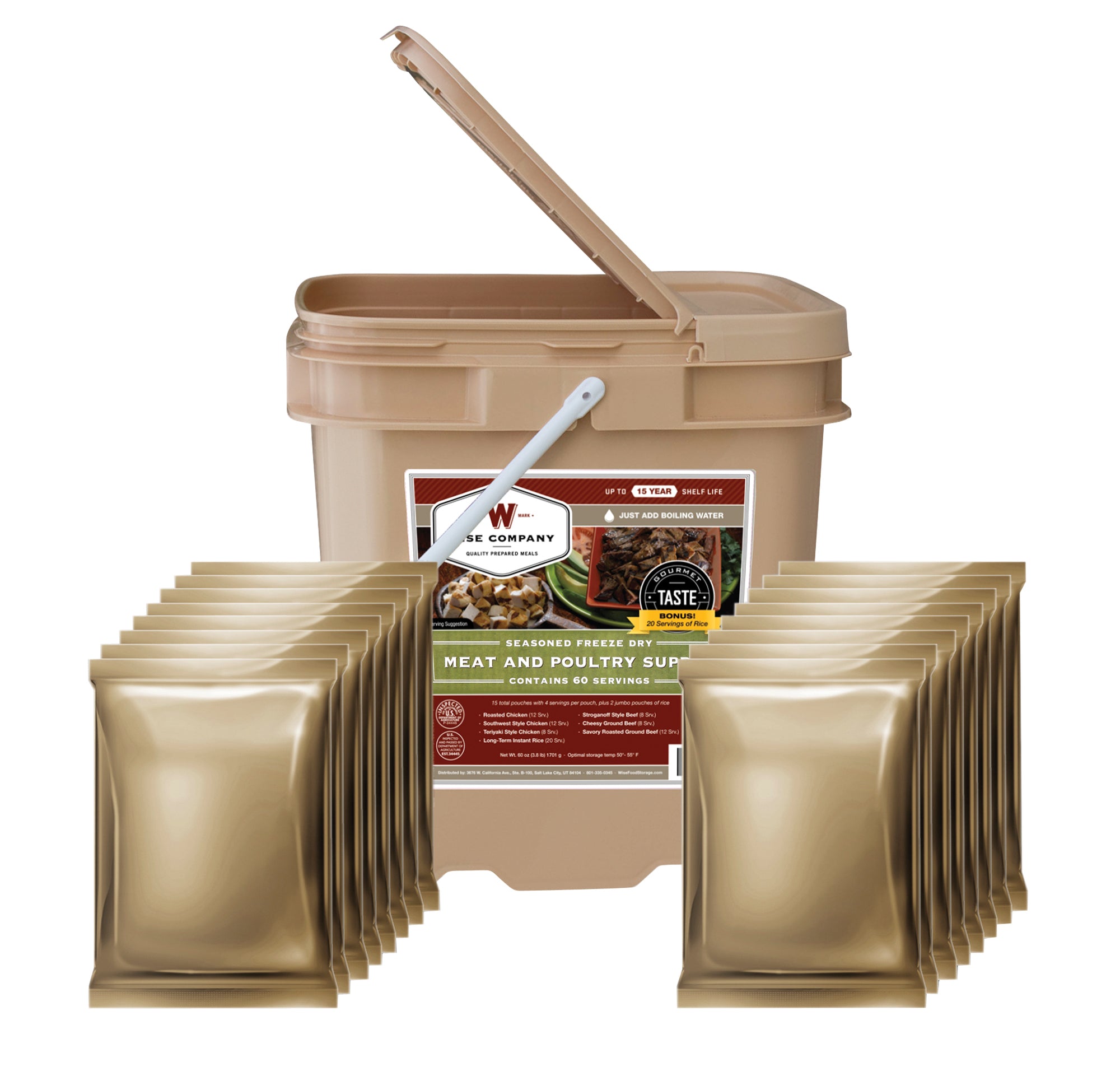 Wise 60 Serving Freeze Dried Meat Grab & Go Bucket