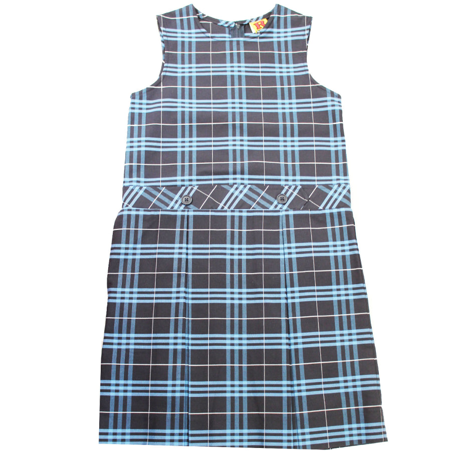 Girls High-Neck Pleated Plaid Jumper