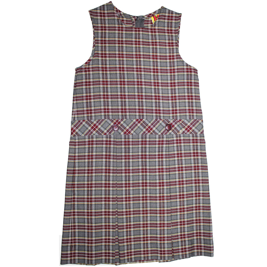Girls High-Neck Pleated Plaid Jumper