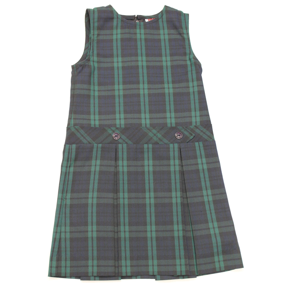 Girls High-Neck Pleated Plaid Jumper