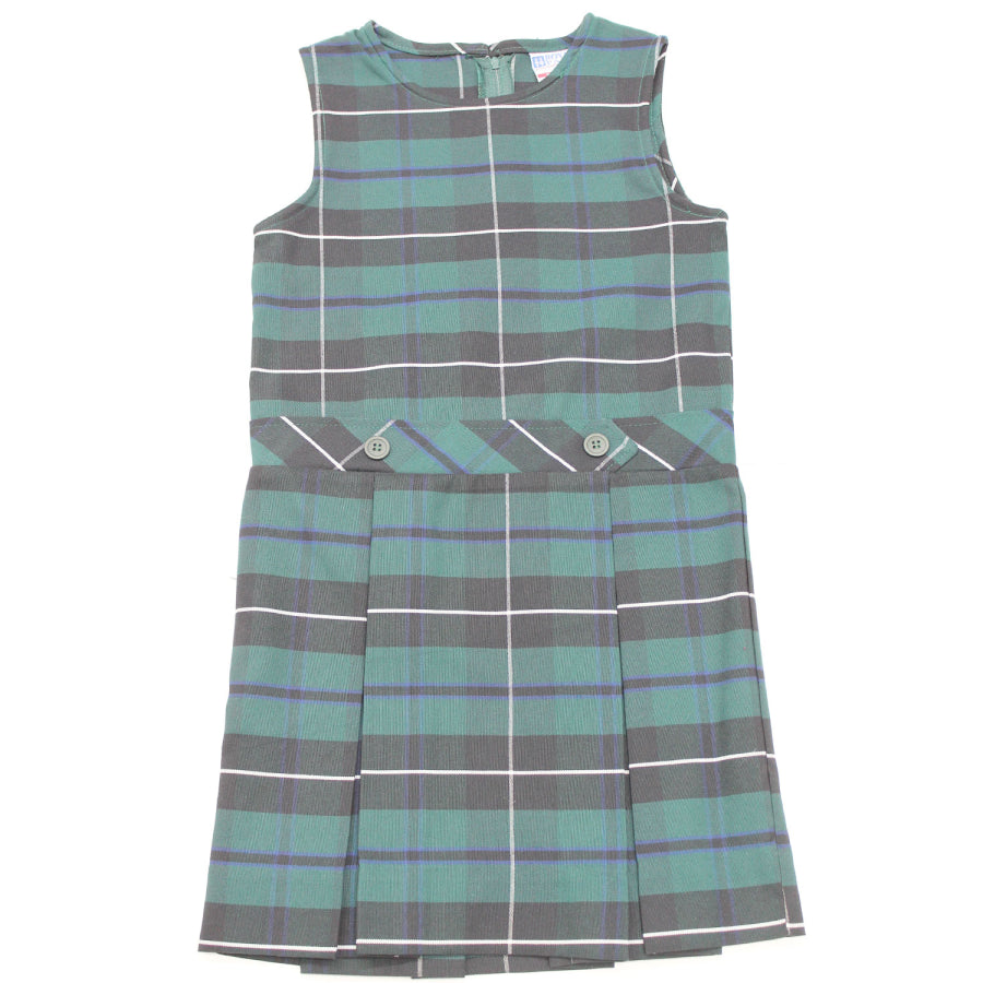Girls High-Neck Pleated Plaid Jumper