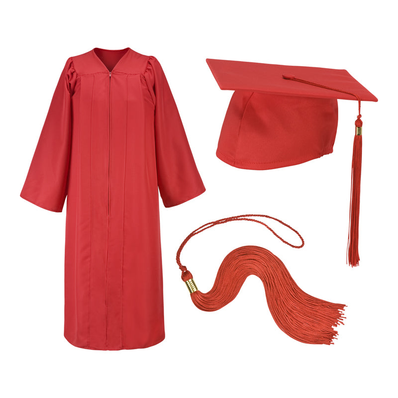 Red Cap Gown And Tassel Matte Finish