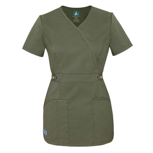  Adar - uniforms Medical Uniform Tops uniforms online Adar Pop-Stretch Junior Fit  Crossover Adjustable-Tab Top - SchoolUniforms.com