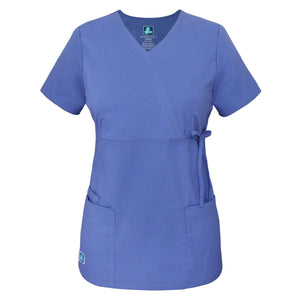 Adar - uniforms Medical Uniform Tops uniforms online ADAR Pop-Stretch Junior Fit Mock Wrap Tie Top - SchoolUniforms.com