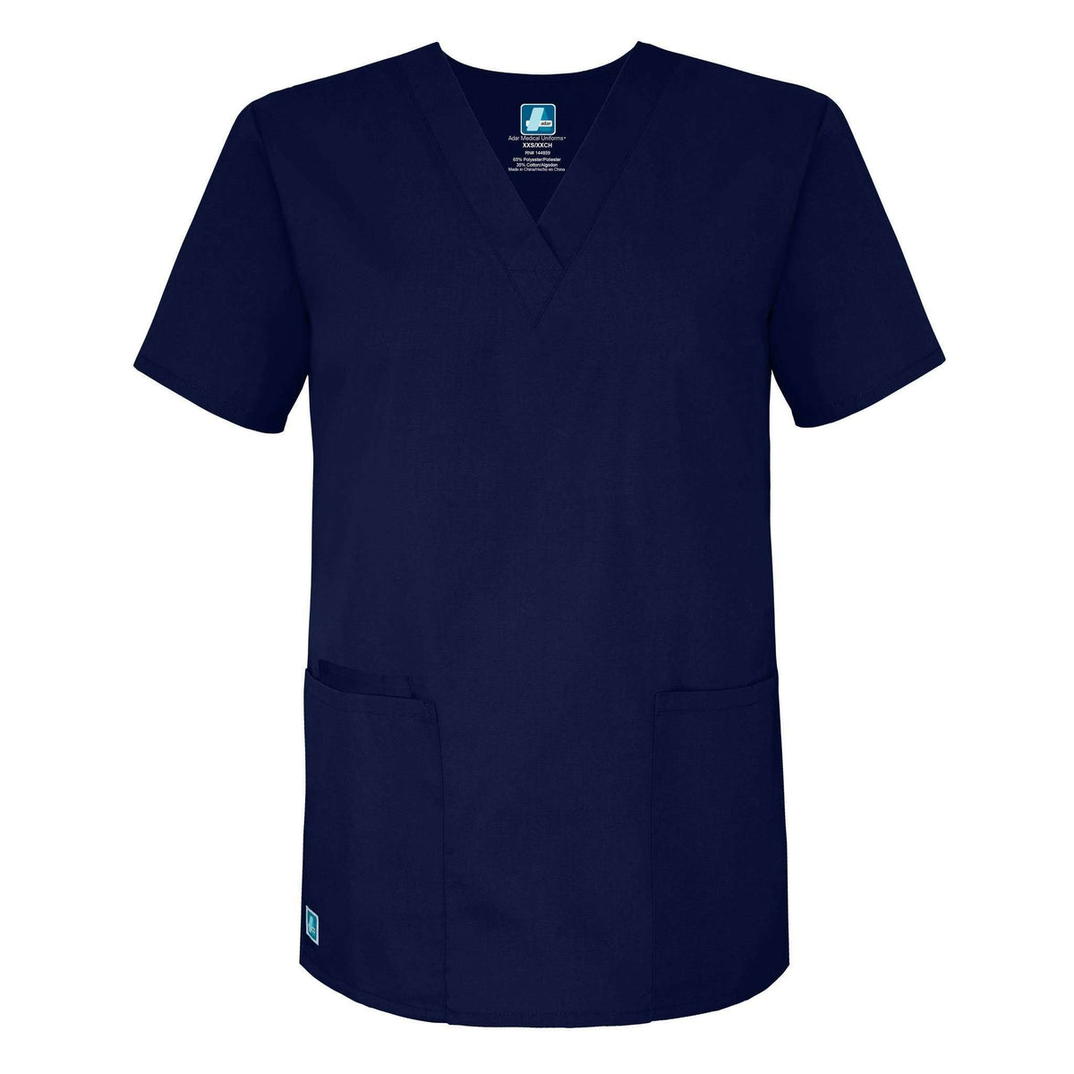  Adar - uniforms Medical Uniform Tops uniforms online Adar Universal Unisex V-Neck 2 Pocket Scrub Top Navy - SchoolUniforms.com