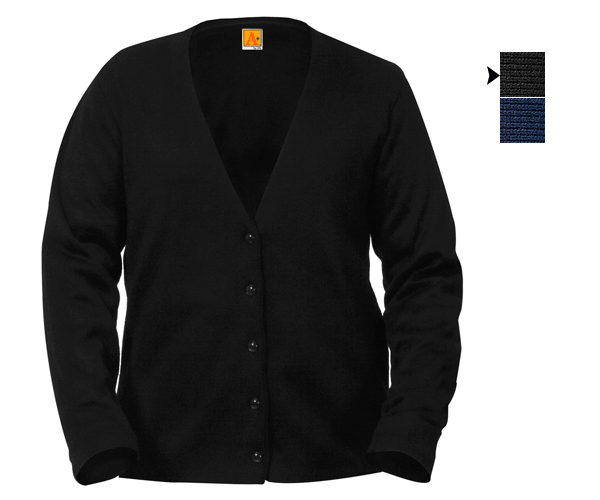  A+ - uniforms  uniforms online 6430 Fine Gauge V-Neck Cardigan Sweater For Girls And Ladies - SchoolUniforms.com