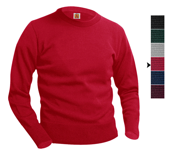  A+ - uniforms  uniforms online 6530 Classic Crew Neck Long Sleeve Pullover Sweater All Sizes 9 Colors - SchoolUniforms.com