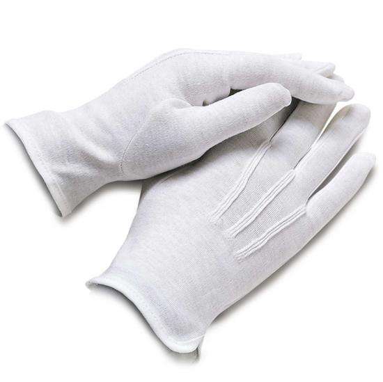 White Cotton Beaded Grip Gloves