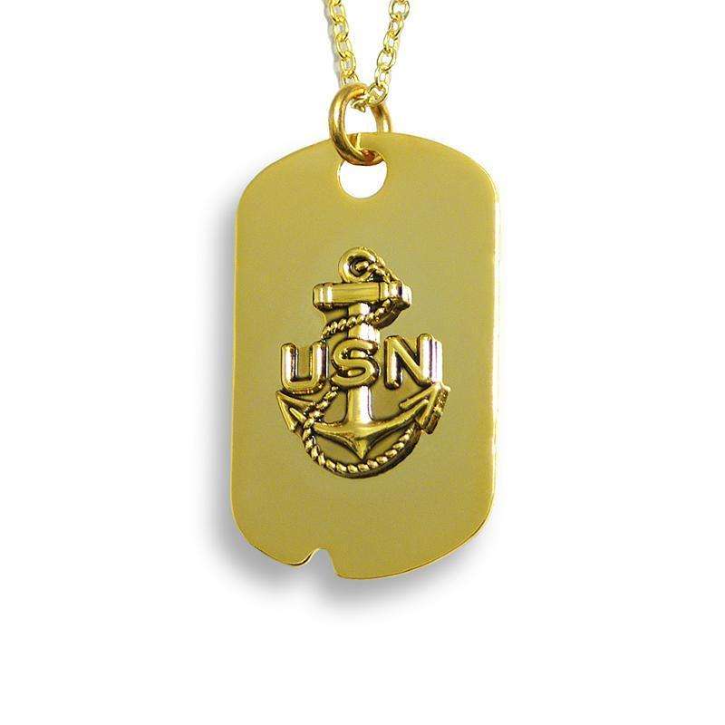  frankbeeinc - uniforms  uniforms online Navy 1.25" X .75" Dog Tags 18k Gold Electroplated - SchoolUniforms.com