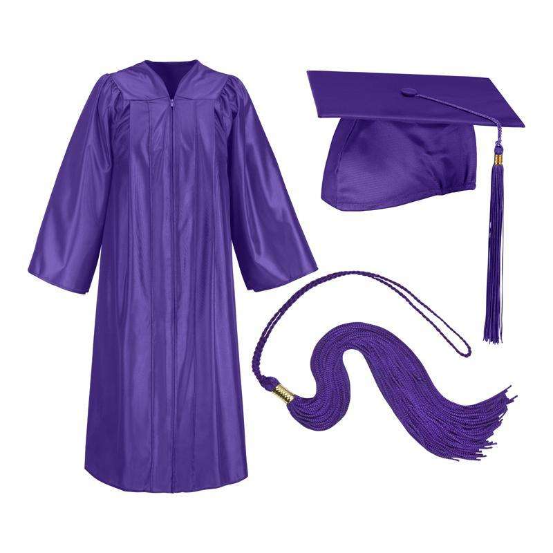 Purple Cap Gown And Tassel Shiny Finish