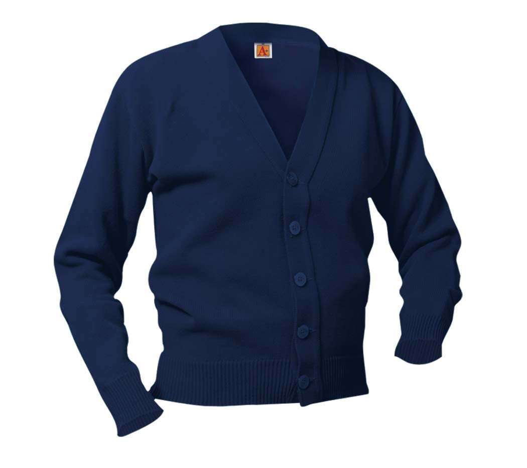  A+ - uniforms Sweaters uniforms online V-neck cardigan, no pockets Color: Navy - SchoolUniforms.com